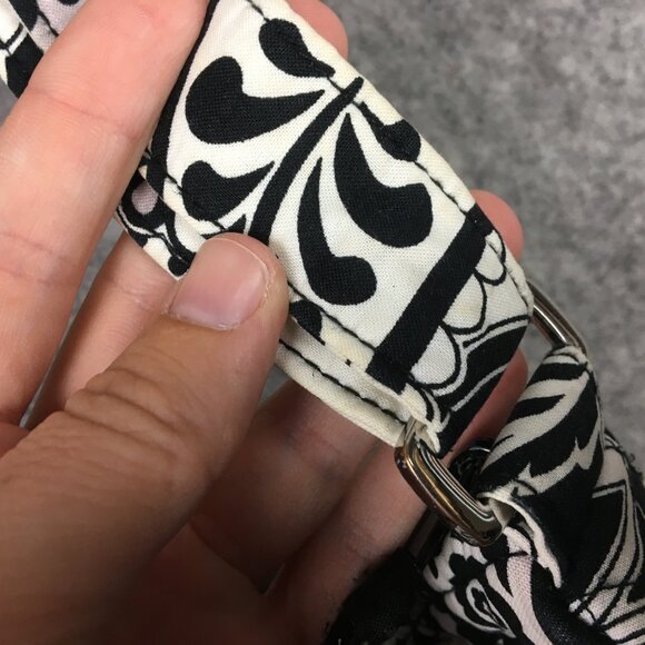 Vera Bradley Tote Over Shoulder Back Hobo Handbag Black White Paisley Quilted - Picture 5 of 15